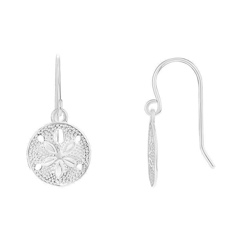 Primrose Sterling Silver Textured Sand Dollar Drop Earrings, Womens, Black Product Image