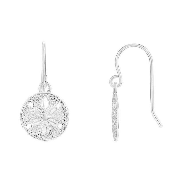 Primrose Sterling Silver Textured Sand Dollar Drop Earrings, Womens, Black Product Image