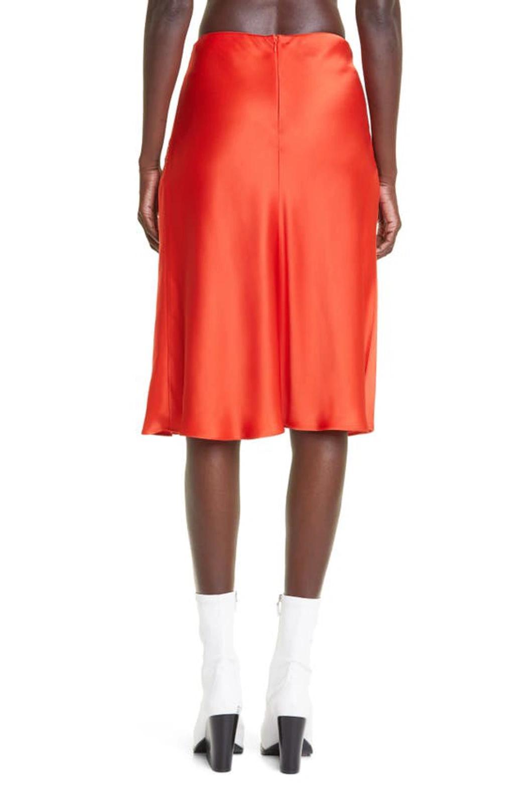 Main Lace-embroidered Satin Midi Skirt In Orange product image