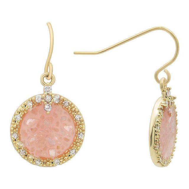 City Luxe Genuine Mother of Pearl Cubic Zirconia Drop Earrings, Womens, Pink Product Image