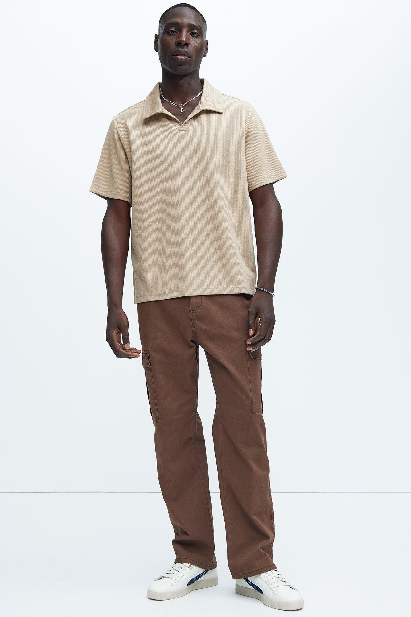 Kalel Textured Short Sleeve Polo - Tan Product Image