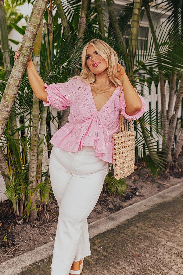 The Next Chapter Eyelet Top In Pink Curves Product Image