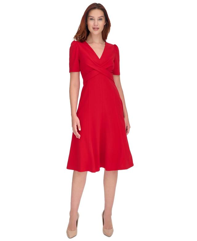 Tommy Hilfiger Womens Crisscross Fit & Flare Dress Product Image