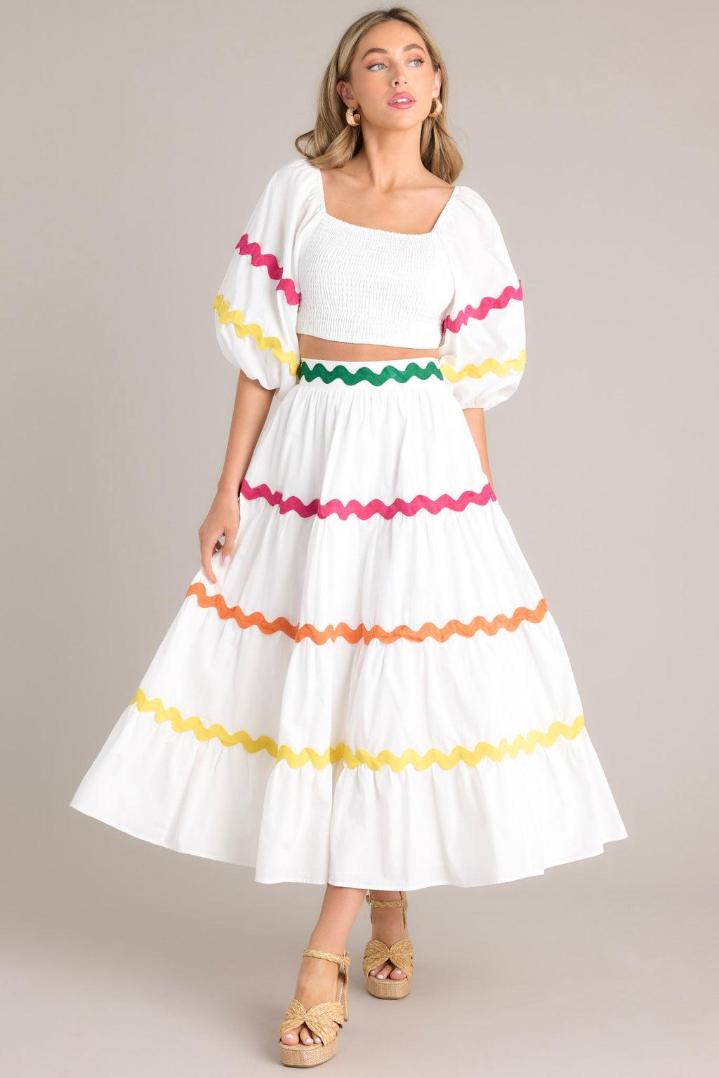 Summertime Sweetheart 100% Cotton White Midi Skirt product image