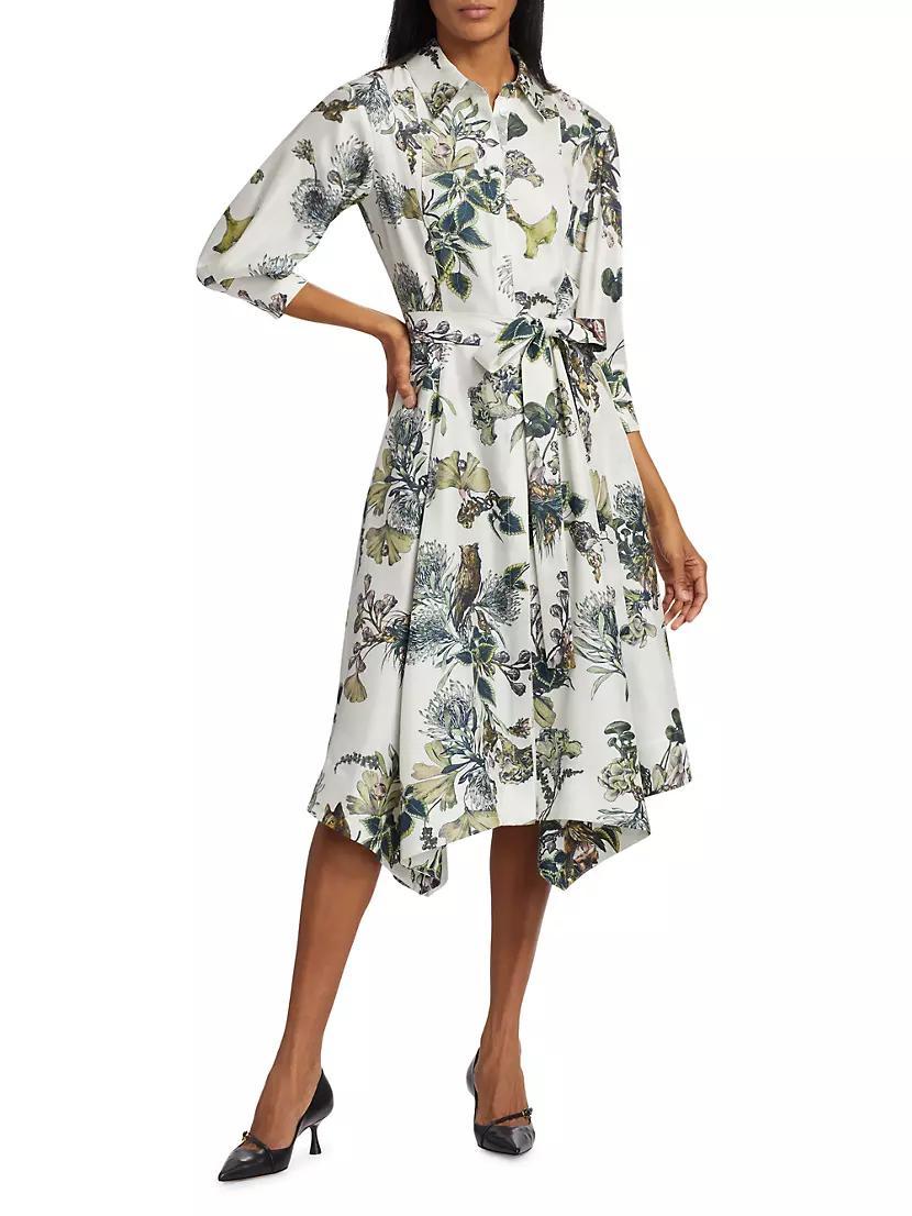 Forest Floral Silk Belted Shirtdress Product Image