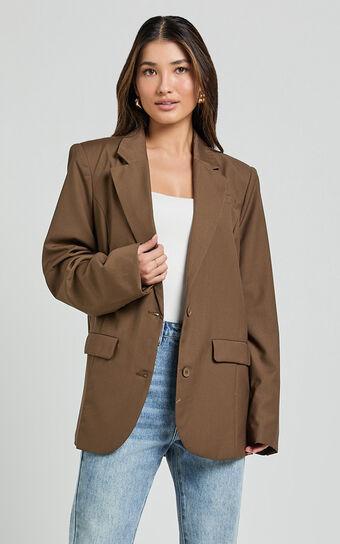 Izara Blazer - Oversized Boyfriend Fit Blazer in Oak Product Image