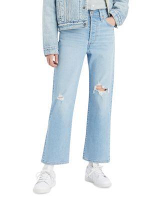 Levis Ribcage High Rise Distressed Ankle Straight Jeans product image