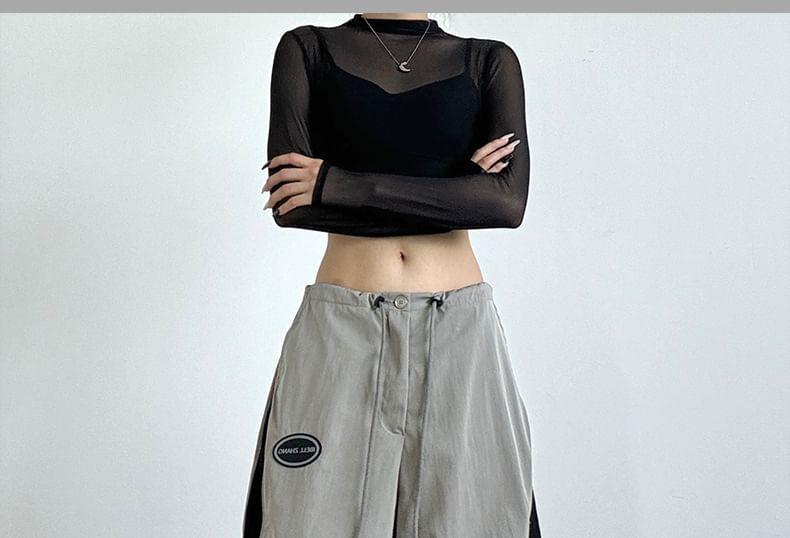 Low Waist Color-Block Loose-Fit Wide-Leg Sweatpants Product Image