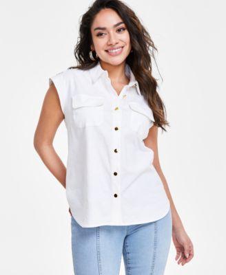 Petite Sleeveless Utility Shirt, Created for Macy's Product Image