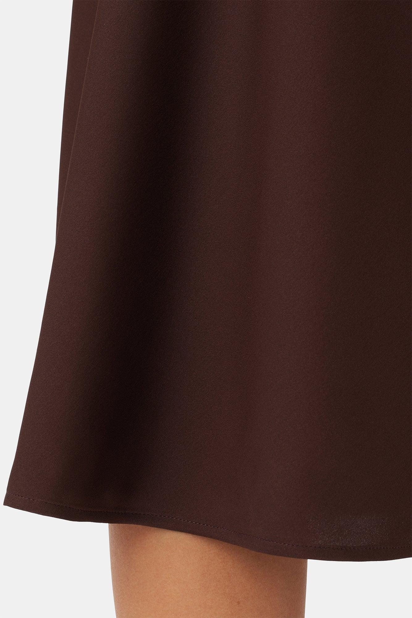 Eve Stretch Silk Skirt - Espresso Product Image