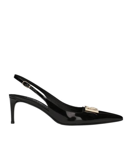 DOLCE & GABBANA 60mm Logo-plaque Slingback Pumps In Black Product Image