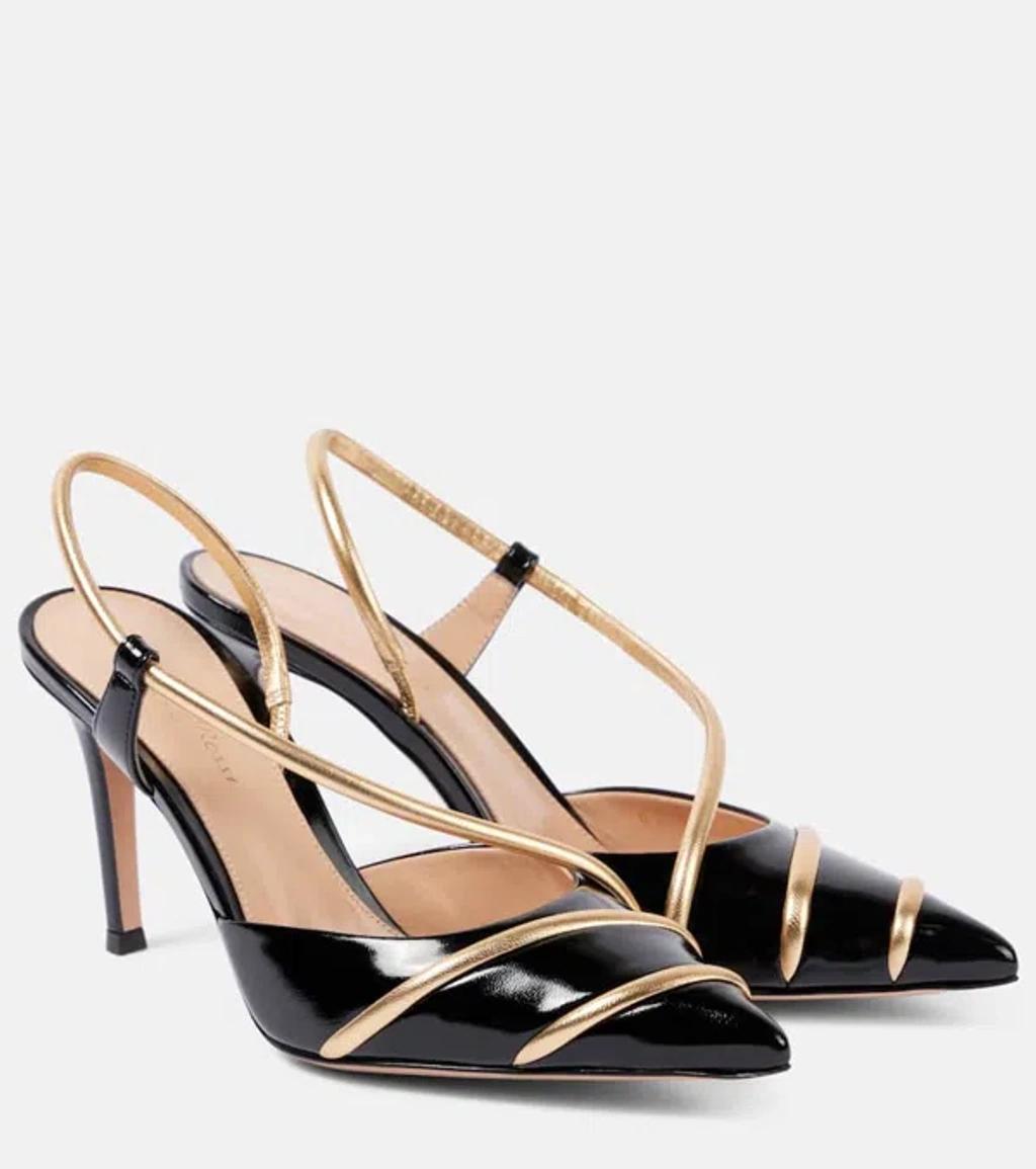 GIANVITO ROSSI Slingback-pumps 85 Aus Lackleder In Black Product Image