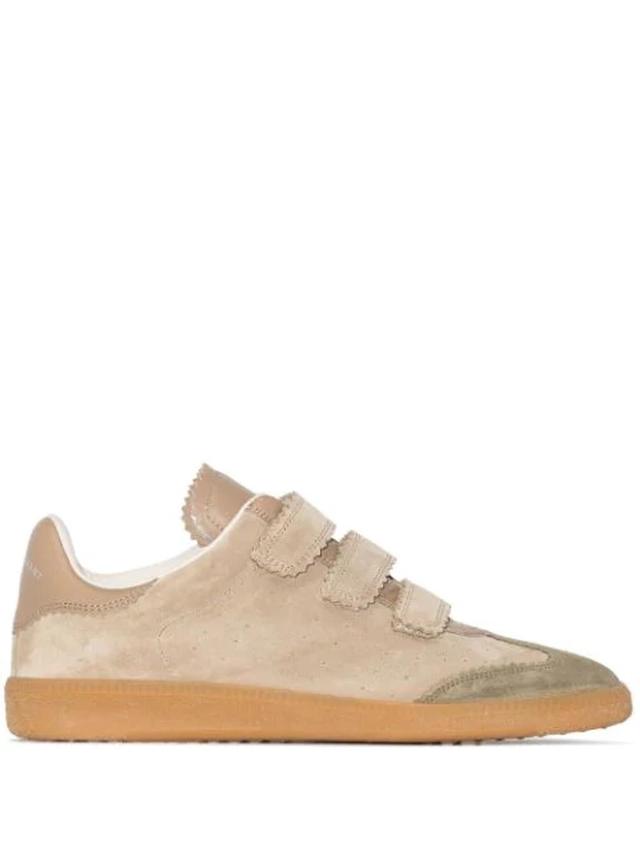 ISABEL MARANT Beth Mixed Leather Triple-grip Sneakers In Brown Product Image