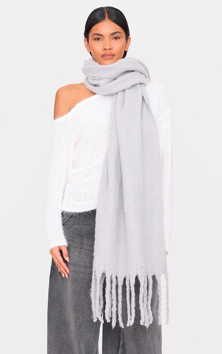 Grey Soft Blanket Tassel Scarf product image