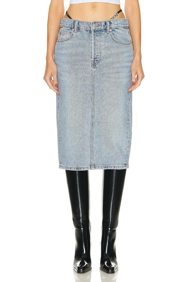 Alexander Wang Midi Skirt With Diamante Charm Thong Straps in Blue Product Image