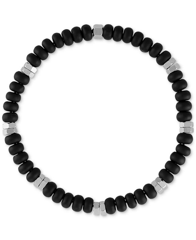 Esquire Mens Jewelry Onyx Bead Stretch Bracelet in Sterling Silver (Also in Sodalite), Created for Macys Product Image