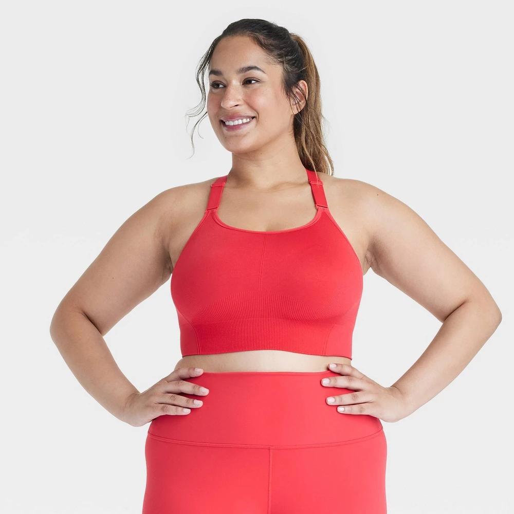 Womens Seamless Medium Support Cami Sports Bra - All In Motion Red 2X Product Image