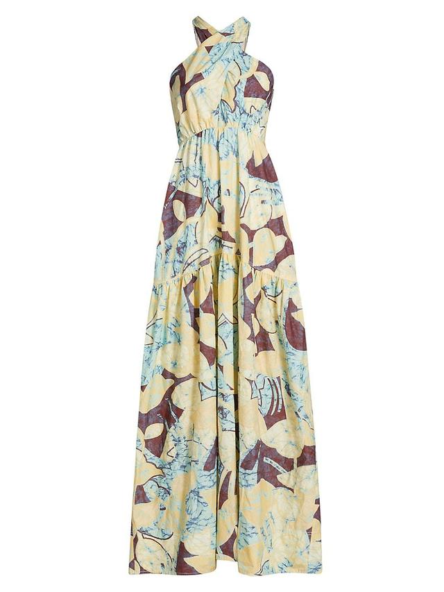 Womens Veronica Abstract Halter Maxi Dress Product Image