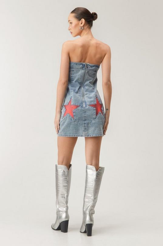 Coated Star Bum Denim Dress Product Image