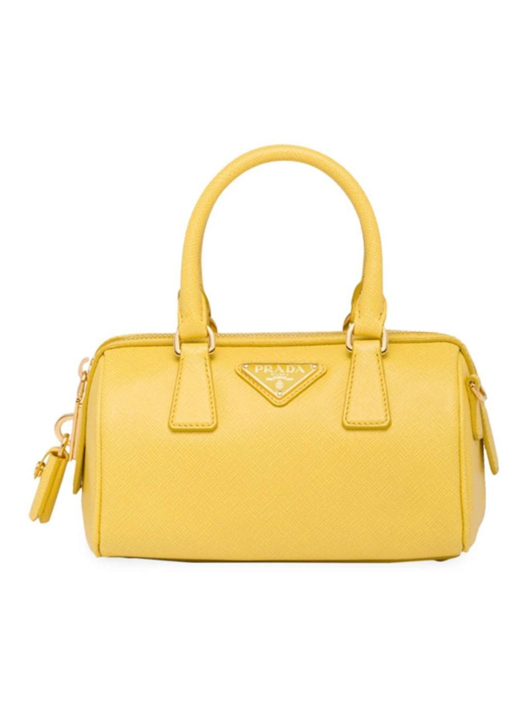 Saffiano Leather Top-handle Bag In Yellow Product Image