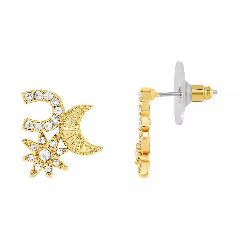 Emberly Gold Tone Horseshoe, Starburst & Crescent Moon Stud Earrings, Womens, Multi Product Image