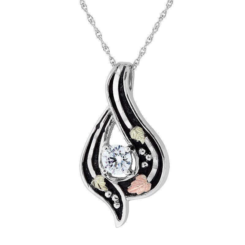 Black Hills Gold Tri-Tone Cubic Zirconia Pendant in Sterling Silver, Womens 10k Gold Product Image