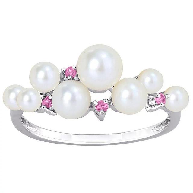 Stella Grace Sterling Silver Pink Sapphire & Freshwater Cultured Pearl Fashion Ring, Womens Product Image