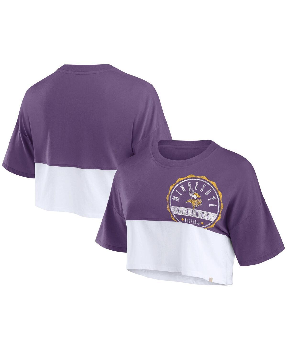 Womens Fanatics Purple Minnesota Vikings Boxy Color Split Cropped T-shirt - Purple Product Image