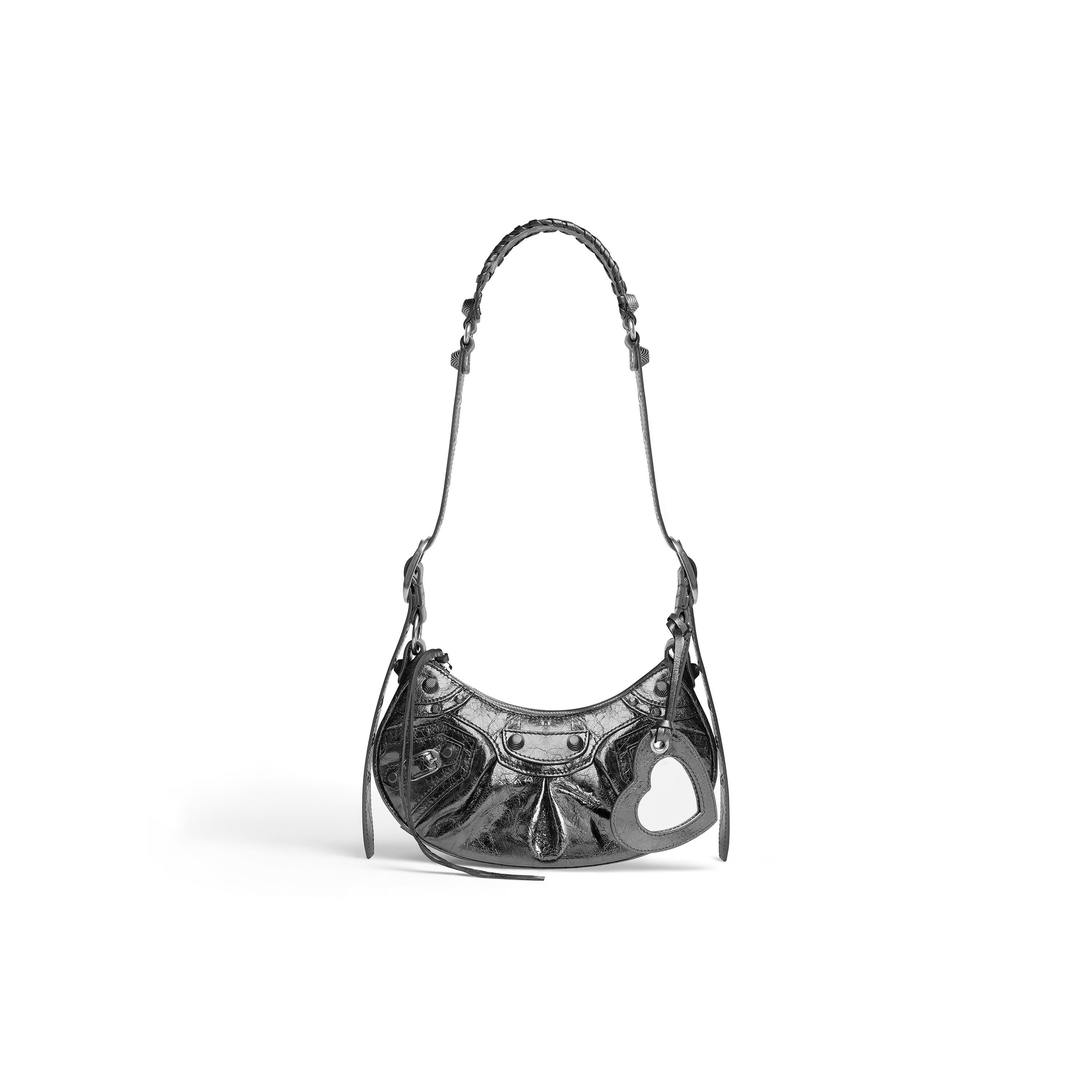 Women's Le Cagole Xs Shoulder Bag Metallized in Dark Grey Product Image