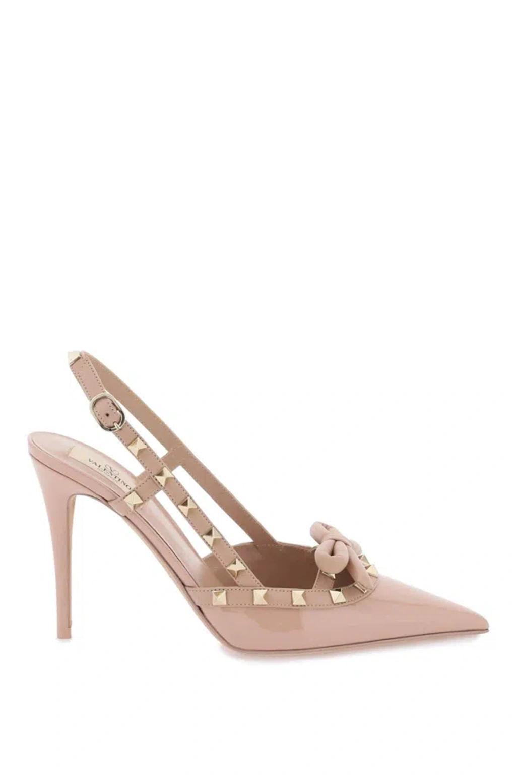 VALENTINO GARAVANI Rockstud Bow Slingback Pumps In Beige,pink Product Image