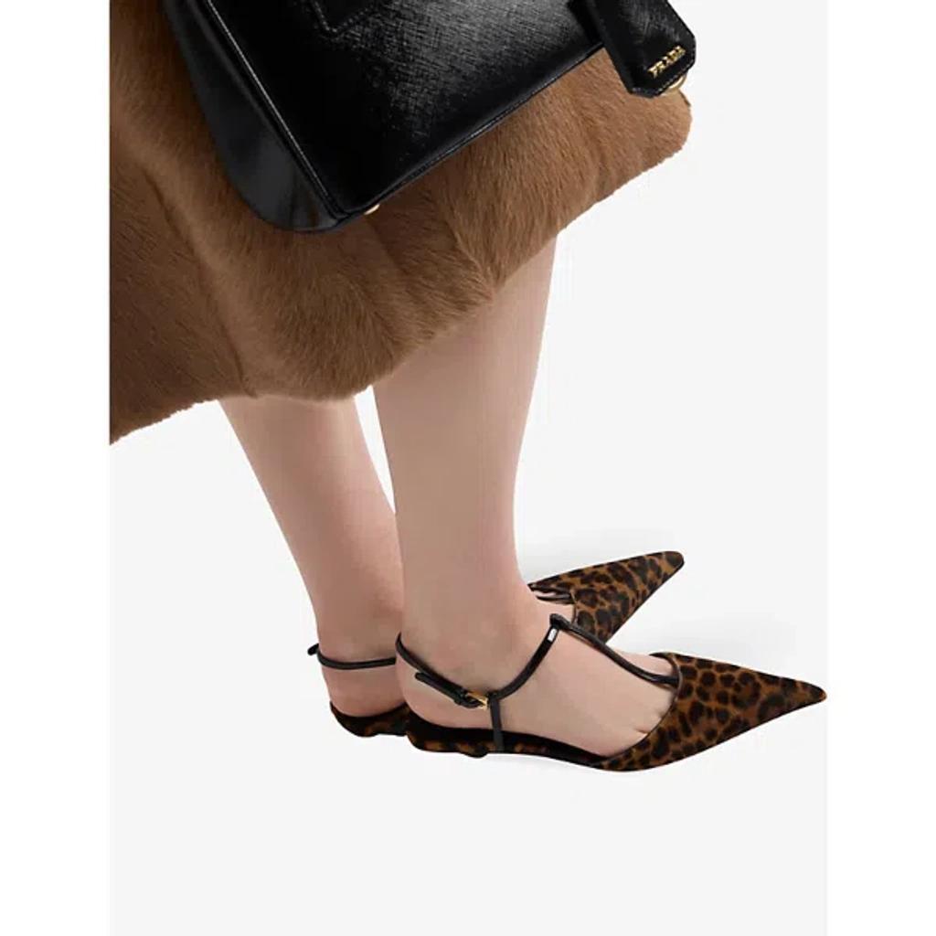 Leopard T-strap Ballerina Pumps In Brown Product Image