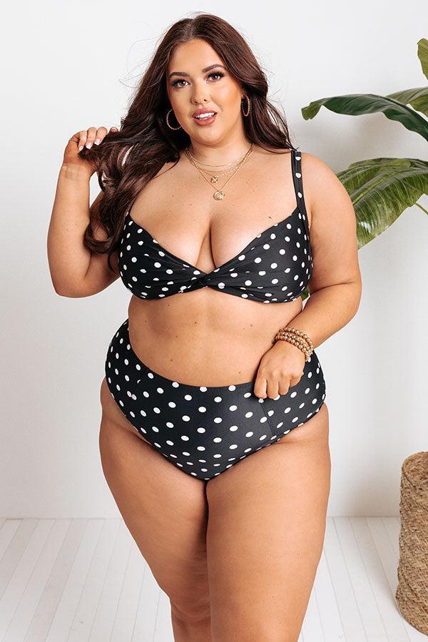 Tanning In Tulum High Waist Polka Dot Bikini Bottom in Black Product Image