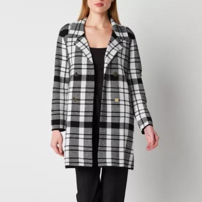 Black Label by Evan-Picone Plaid Womens Long Sleeve Open Front Cardigan Product Image