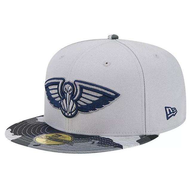 Mens New Era Gray New Orleans Pelicans Active Color Camo Visor 59FIFTY Fitted Hat Product Image