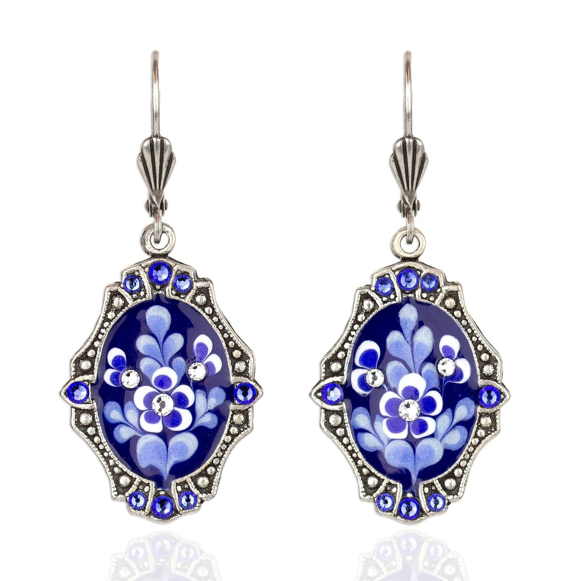 Blue & White Enamel Garden Earrings Product Image