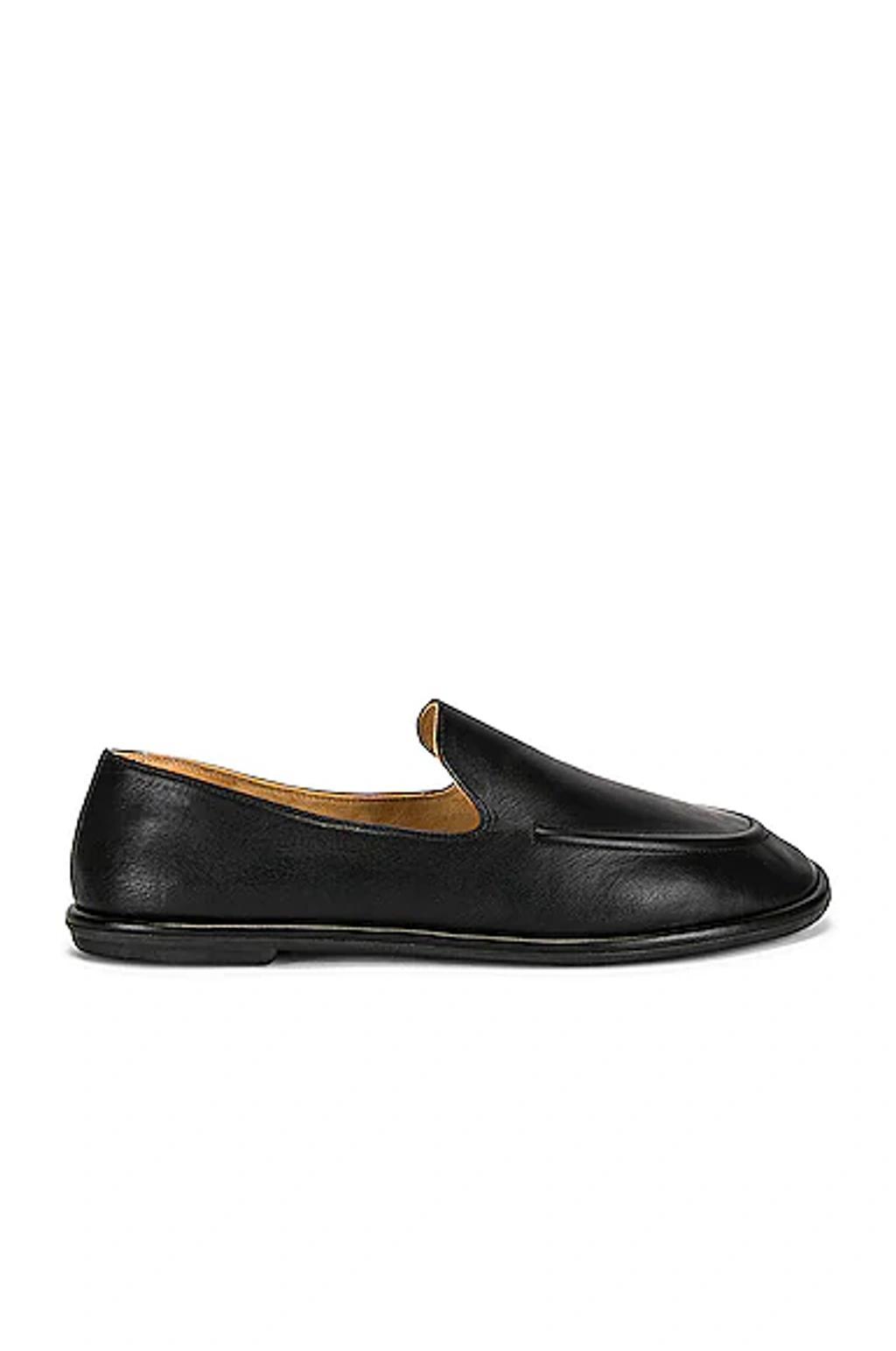 THE ROW Round Toe Vegan Leather Loafers In Black Product Image