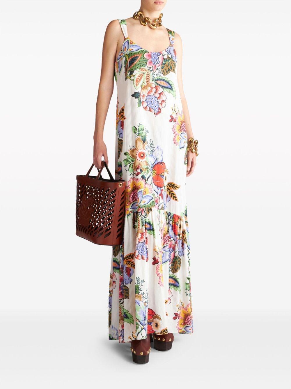 floral-print cotton blend maxi dress Product Image