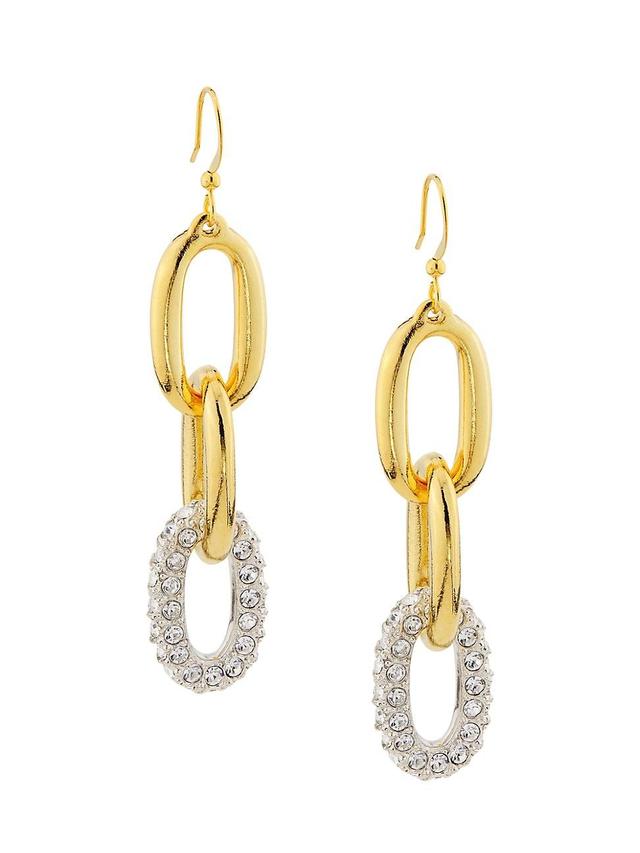 Womens 22K-Gold-Plated & Glass Crystal Oval-Link Drop Earrings Product Image