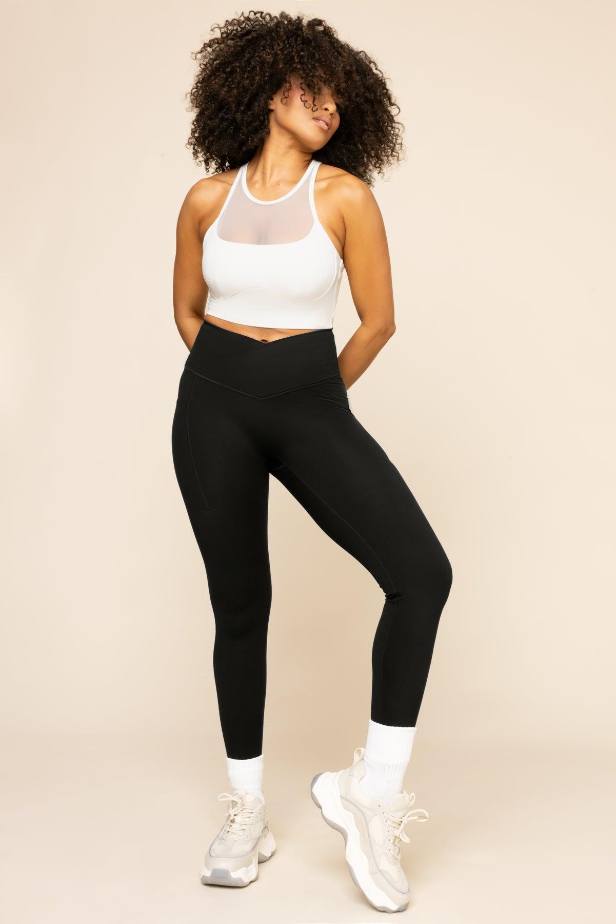 Crisscross Hourglass® Legging with Pockets (Soft Touch) - Black / 25" Product Image