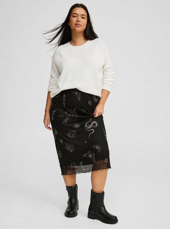 Tea Length Mesh Pencil Skirt Product Image