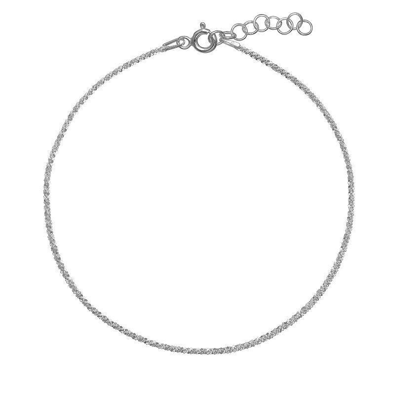 PRIMROSE Sterling Silver Sparkle Chain Anklet, Womens White Product Image