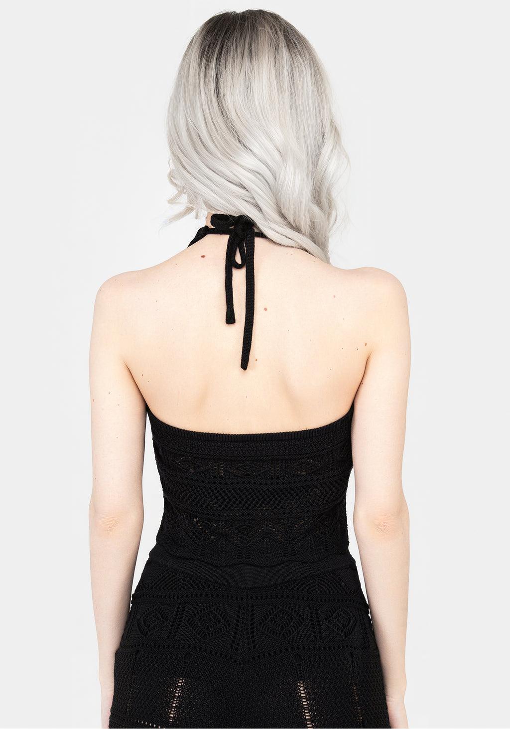 Hooked Pointelle Halter Crop Top Product Image