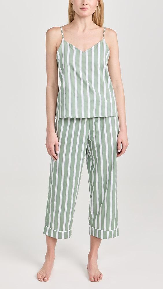 BedHead PJs North Shore Stripe Tank Woven Cotton Sateen Cropped PJ Set | Shopbop Product Image