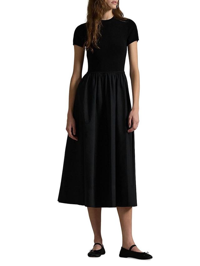 Womens Mixed Media Midi-Dress Product Image