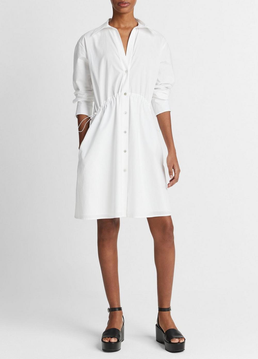 Cotton Drawcord Ruched Shirt Dress Product Image