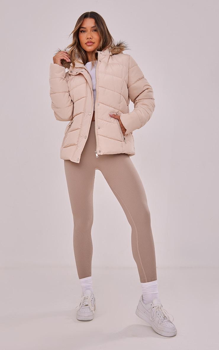 Stone Quilted Mara Faux Fur Hooded Puffer Jacket Product Image