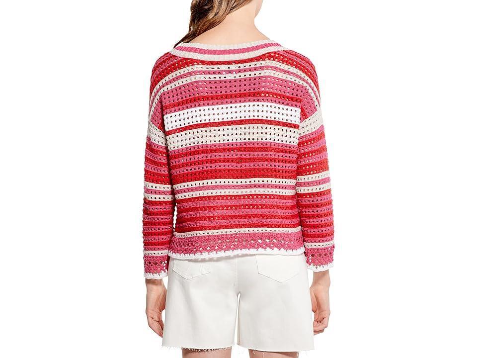 NIC+ZOE Stripe Colorful Crochet Trim Sweater Product Image