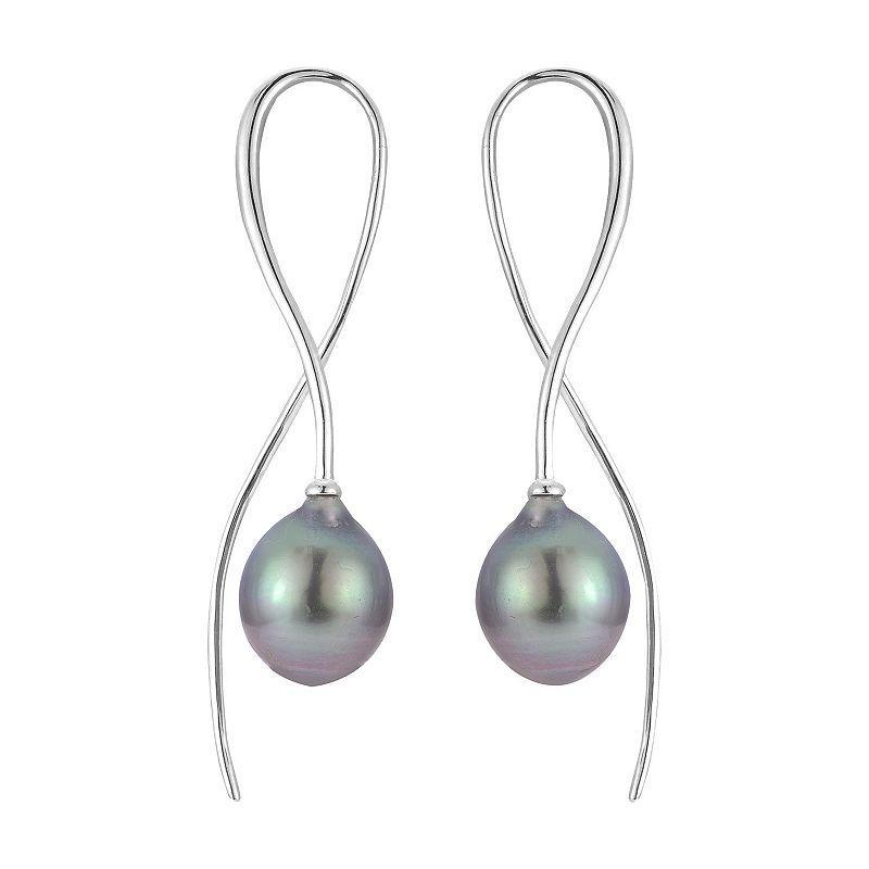 PearLustre by Imperial Sterling Silver Tahitian Cultured Pearl Twist Earrings, Womens Product Image