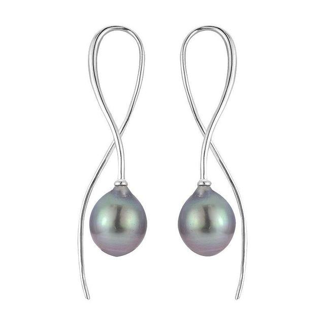 PearLustre by Imperial Sterling Silver Tahitian Cultured Pearl Twist Earrings, Womens Product Image