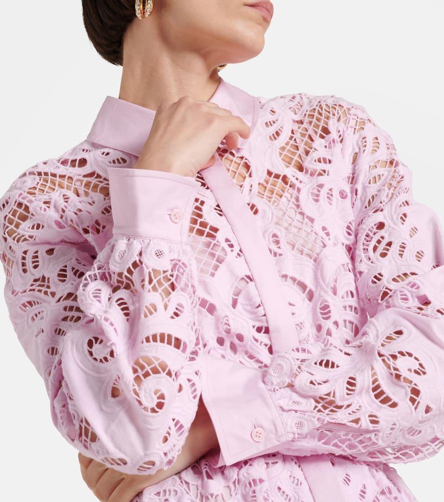 Cotton Lace Shirt Dress In Pink Product Image